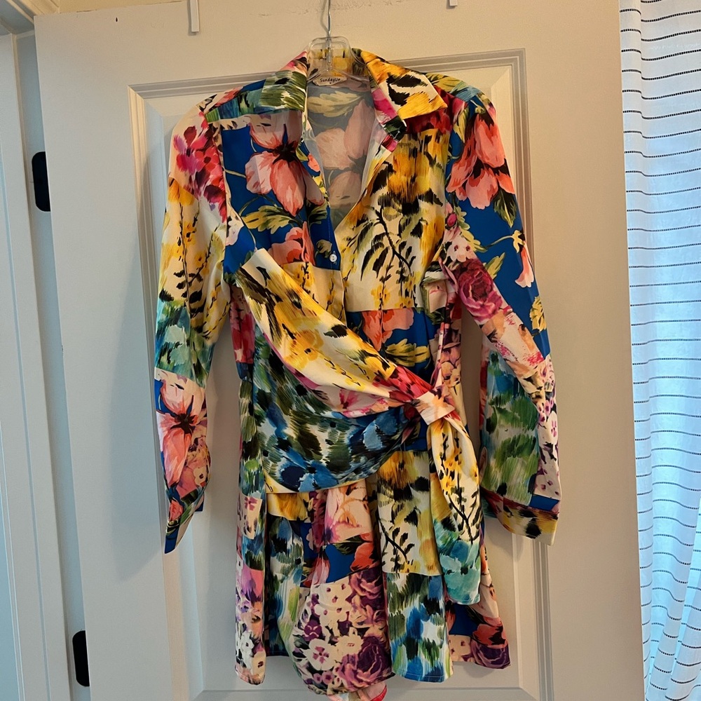 Vibrant Floral Wrap Romper
